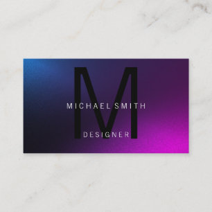 Luxurious Modern Elegant Black Monogram Purple  Business Card