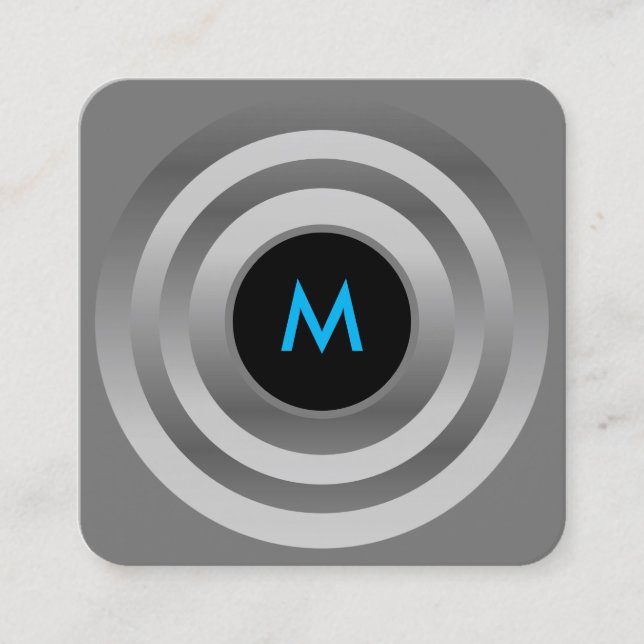 Luxurious modern futuristic round button frame  sq square business card (Front)