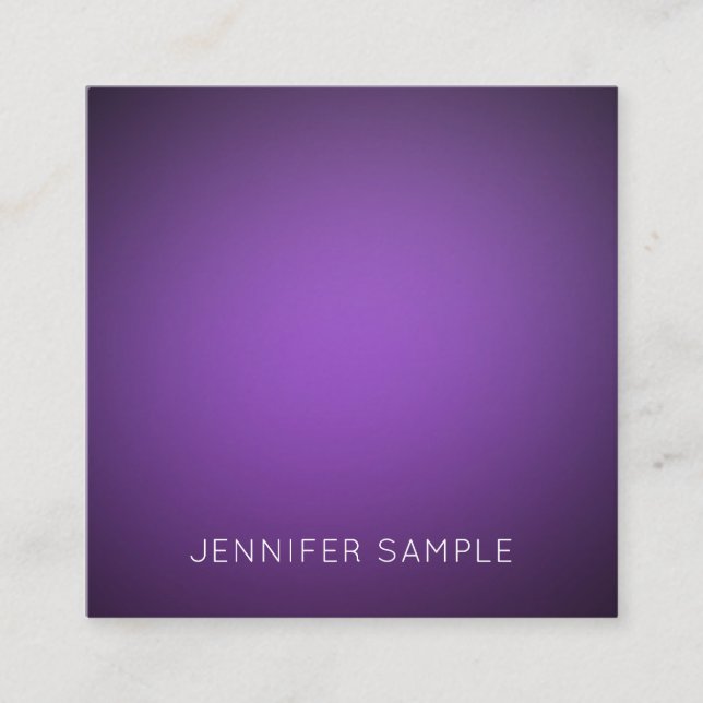 Luxurious Modern Simple Elegant Purple Template Square Business Card (Front)