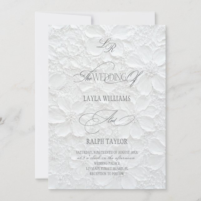 Luxurious Monogram Floral Wedding Invitation (Front)