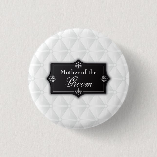 Luxurious Mother of the Groom Wedding Pin Button (Front)