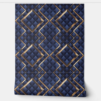Luxurious Navy and Gold Geometric Wallpaper
