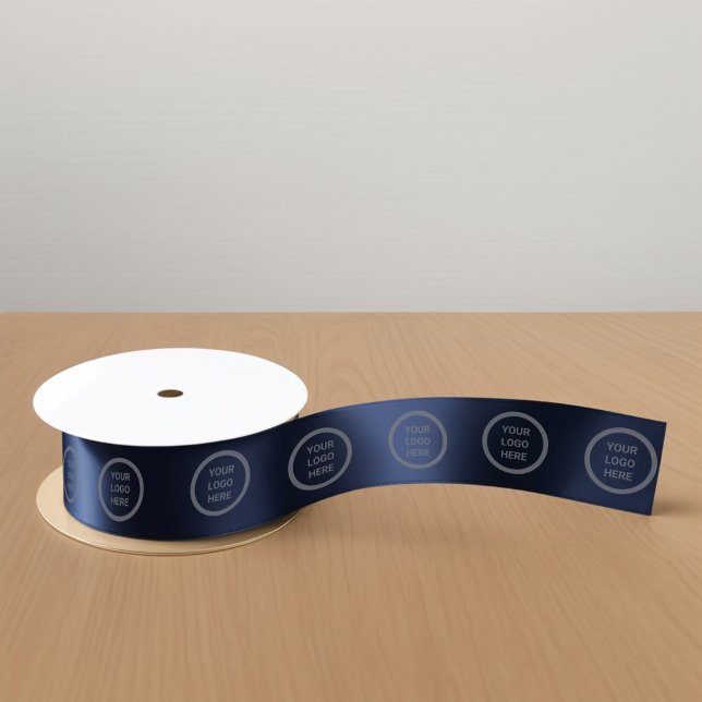 Luxurious Navy Blue Custom Logo Business Identity Satin Ribbon (Creator Uploaded)