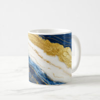 Luxurious Navy Blue & Gold Leaf Marble