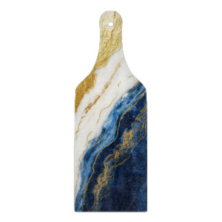 Luxurious Navy Blue & Gold Leaf Marble Cutting Board