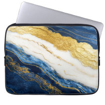 Luxurious Navy Blue & Gold Leaf Marble