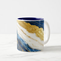 Luxurious Navy Blue & Gold Leaf Marble