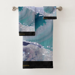 LUXURIOUS OCEAN WAVE MARBLE CUSTOM TOWEL SET