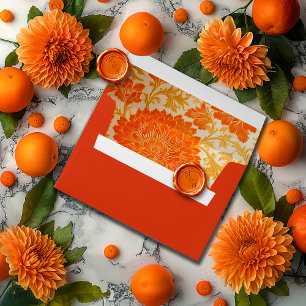 Luxurious Orange Mandarin Floral Wedding Envelope