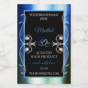 Luxurious Ornate Blue Teal Black Product Labels