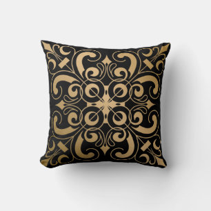 Luxurious Ornate Gold and Black Cushion