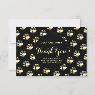 Luxurious paws pattern thank you card 