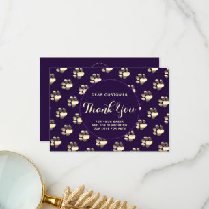 Luxurious paws pattern thank you card 