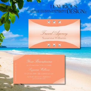 Luxurious Peach Colours with Sparkling Diamonds Business Card