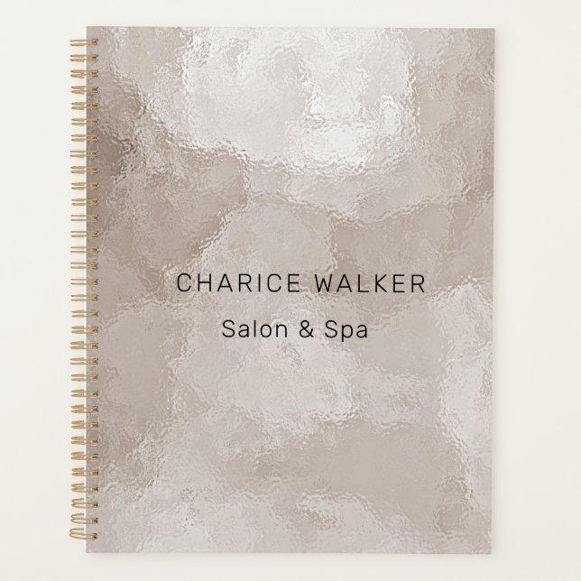 luxurious pearl metallic salon monogram planner (Front)