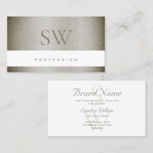 Luxurious Pearly Grey Snake Pattern with Monogram Business Card