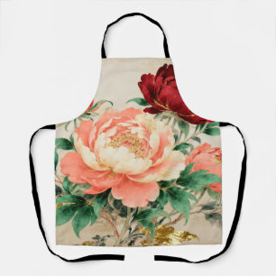 Luxurious Peony Floral Bouquet Apron