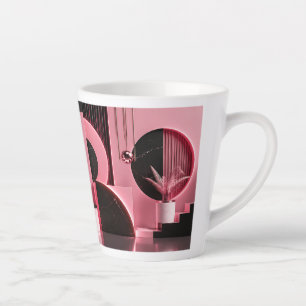 Luxurious Pink and Black Geometric Design Gift Latte Mug