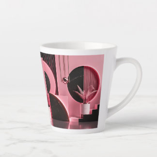 Luxurious Pink and Black Geometric Design Gift Latte Mug