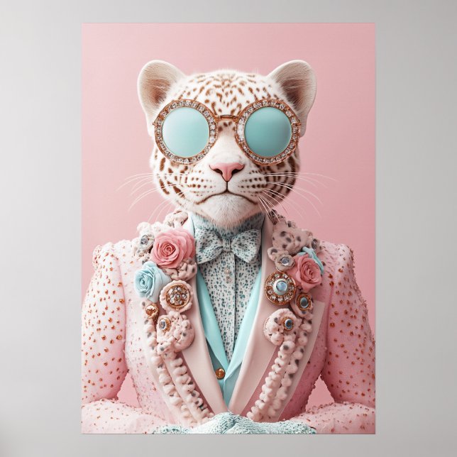 Luxurious Pink Leopard Elegance Poster (Front)