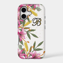 Luxurious Pink Lilies & Gold Dust Floral Phone Cas