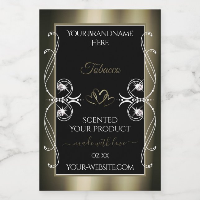 Luxurious Platinum Black Product Labels Ornamental (Single Label)