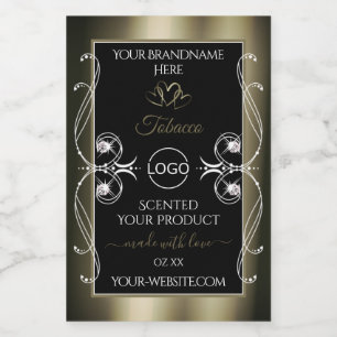 Luxurious Platinum Black Product Labels with Logo