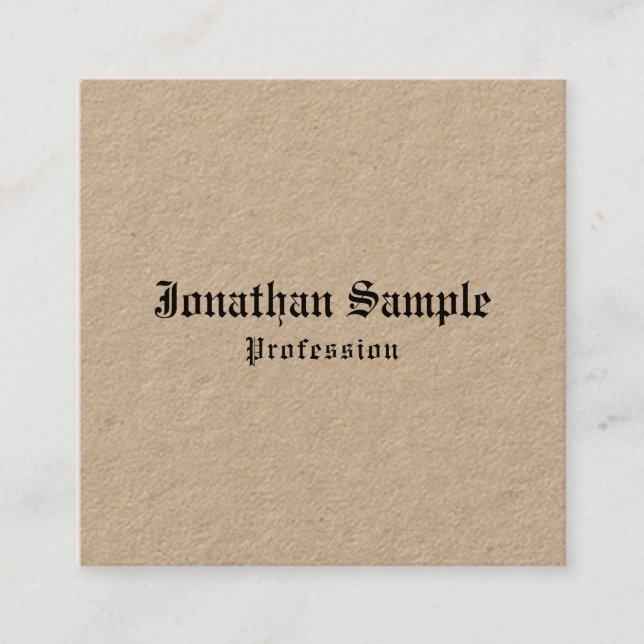 Luxurious Premium Kraft Nostalgic Classic Look Square Business Card (Front)