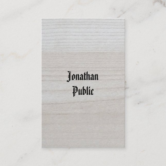 Luxurious Premium Thick Wood Look Handwritten Business Card (Front)