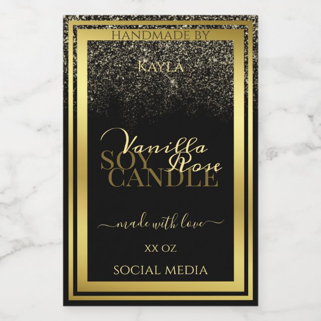 Luxurious Product Packaging Labels Black and Gold (Single Label)