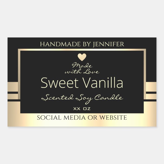 Luxurious Product Packaging Labels Black and Gold (Front)