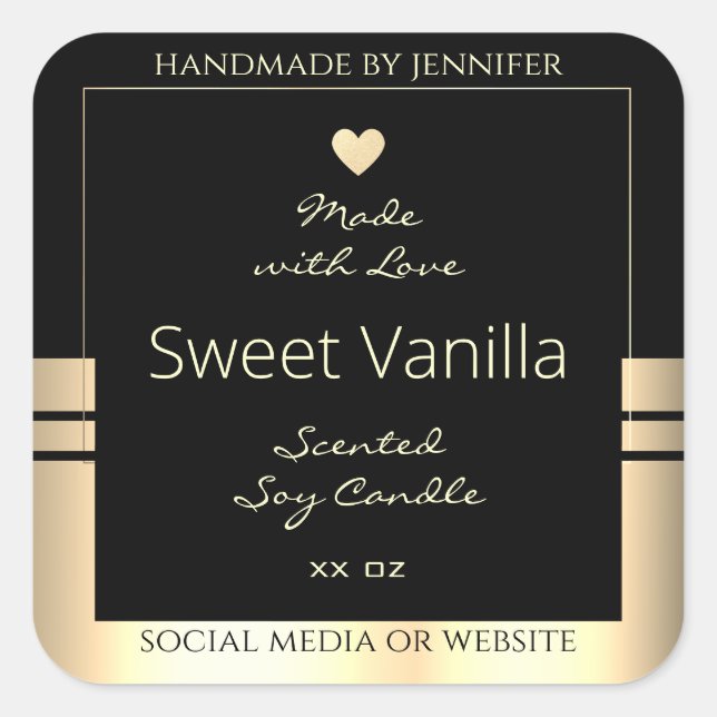 Luxurious Product Packaging Labels Black and Gold (Front)