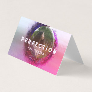 Luxurious Purple and Pink Ombre Circle Frame Photo Business Card