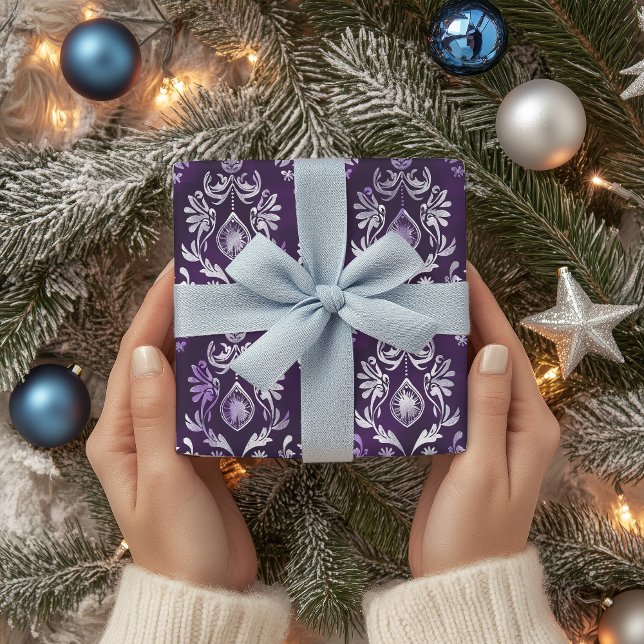  Luxurious Purple and Silver Christmas Pattern Wrapping Paper (Creator Uploaded)