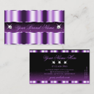 Luxurious Purple Black Sparkling Diamonds Stylish Business Card