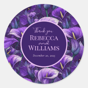 Luxurious Purple Calla Lilies Aesthetic Rustic  Classic Round Sticker