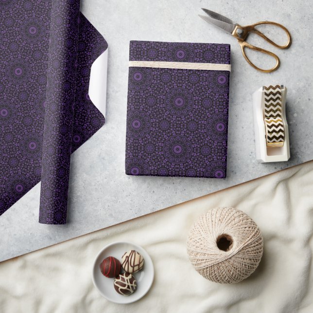 Luxurious Purple Damask Pattern Wrapping Paper (Crafts)