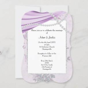 LUXURIOUS PURPLE SATIN DIAMOND FLORAL WEDDING INVITATION