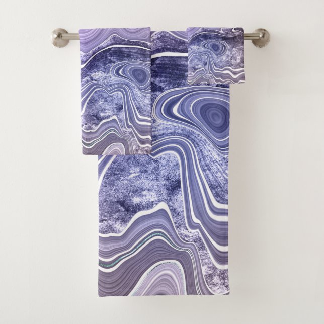 LUXURIOUS PURPLE WHITE SWIRL TOWEL SET (Insitu)