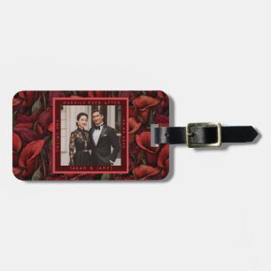 Luxurious Red Calla Lilies Elegant Wedding Luggage Tag