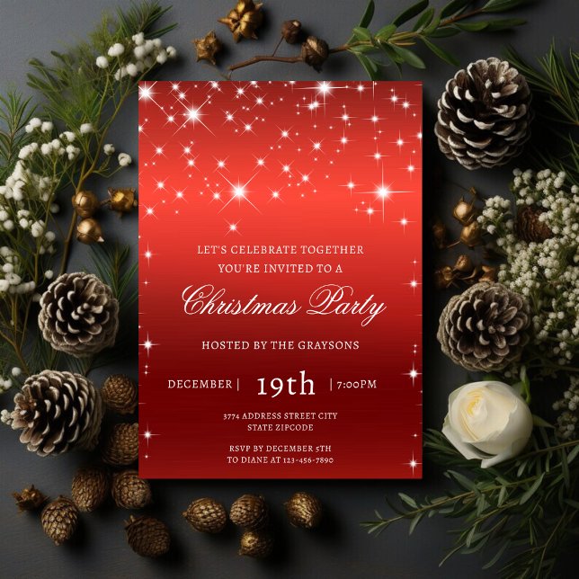 Luxurious Red Christmas Party Invitation (Creator Uploaded)