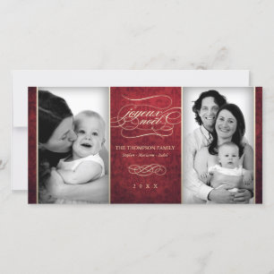 Luxurious red "Joyeux Noël" photo card