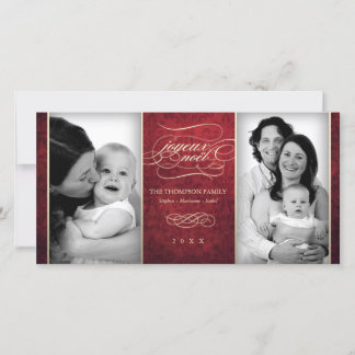Luxurious red "Joyeux Noël" photo card