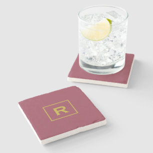 Luxurious Red Solid Colour Classic Plain Initial Stone Coaster