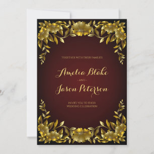 Luxurious Regal Gold Frame Wedding Invitation