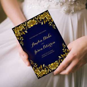 Luxurious Regal Gold Frame Wedding Invitation