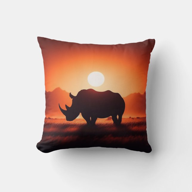 Luxurious Rhinoceros Pillow for Wildlife Lovers (Front)