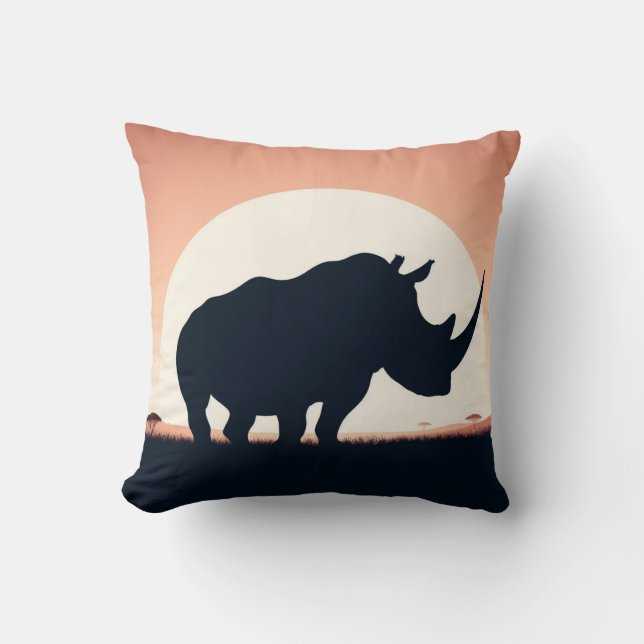 Luxurious Rhinoceros Pillow for Wildlife Lovers (Front)
