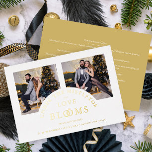 Luxurious Romantic 2 Photos Collage Foil Holiday Card