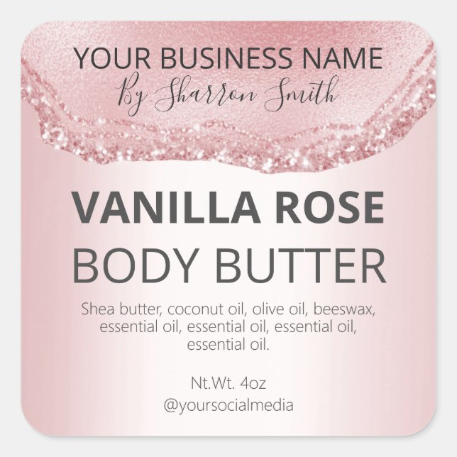 Luxurious Rose Gold Agate Product Labels (Front)